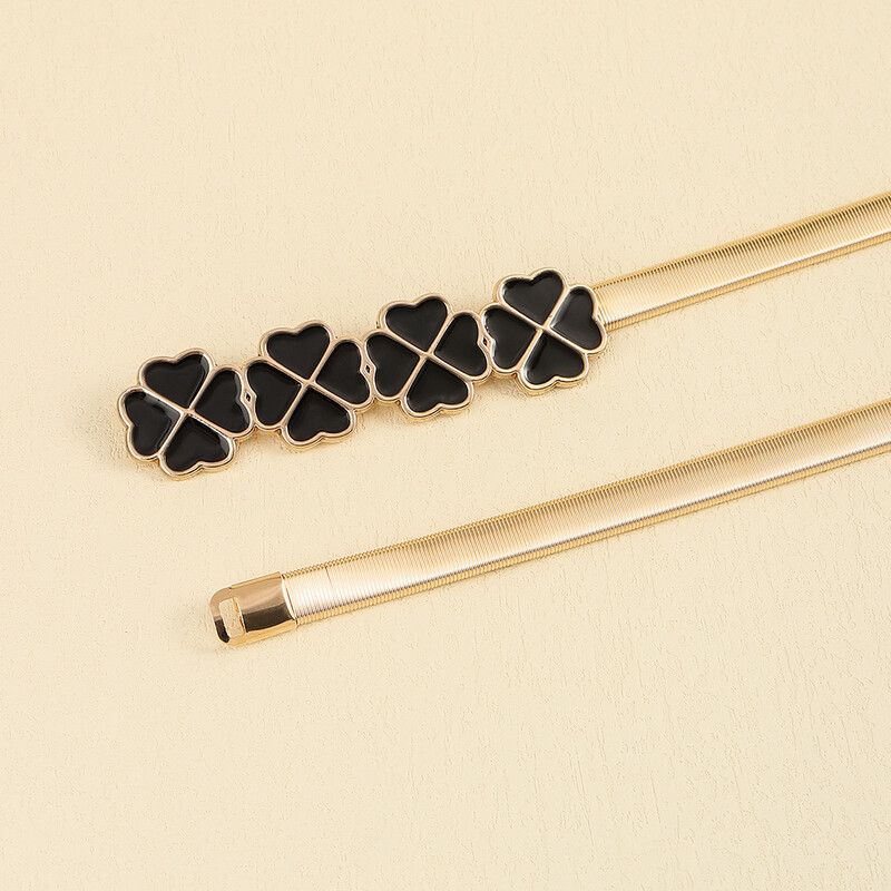 Zlatni elastični remen za žene Flower Leaf Ženski pojasevi oko struka za haljine Rastezljivi uski metalni ženski remen elastische riem