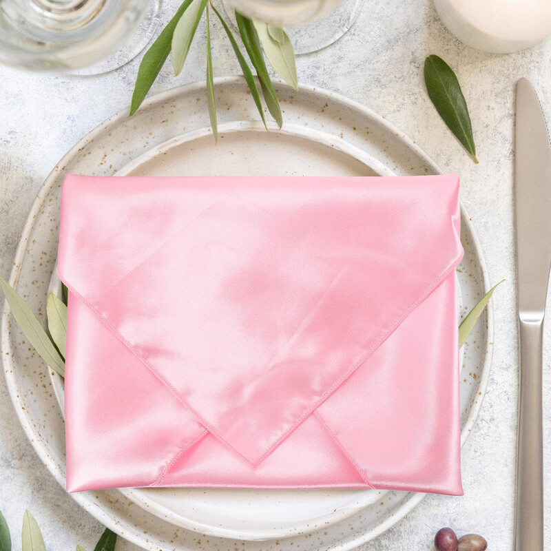 Șervețel din satin Cupă împăturită Păr floral Prosop de hotel Pânză de culoare uni Roșu Absorbant Restaurant 8buc (roz piersic 43*43cm)