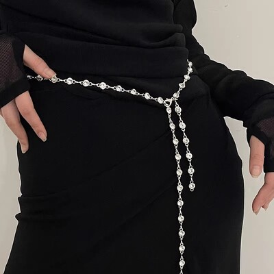 Kis illatos szél fém deréklánc-tartozékok Ruha kiváló minőségű koreai háló, vörös, vékony övvel nő