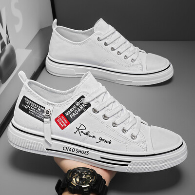 Pánske plátené topánky na voľný čas, priedušné pánske športové topánky, čierne látkové topánky, trendy pánske topánky s nízkym výstrihom