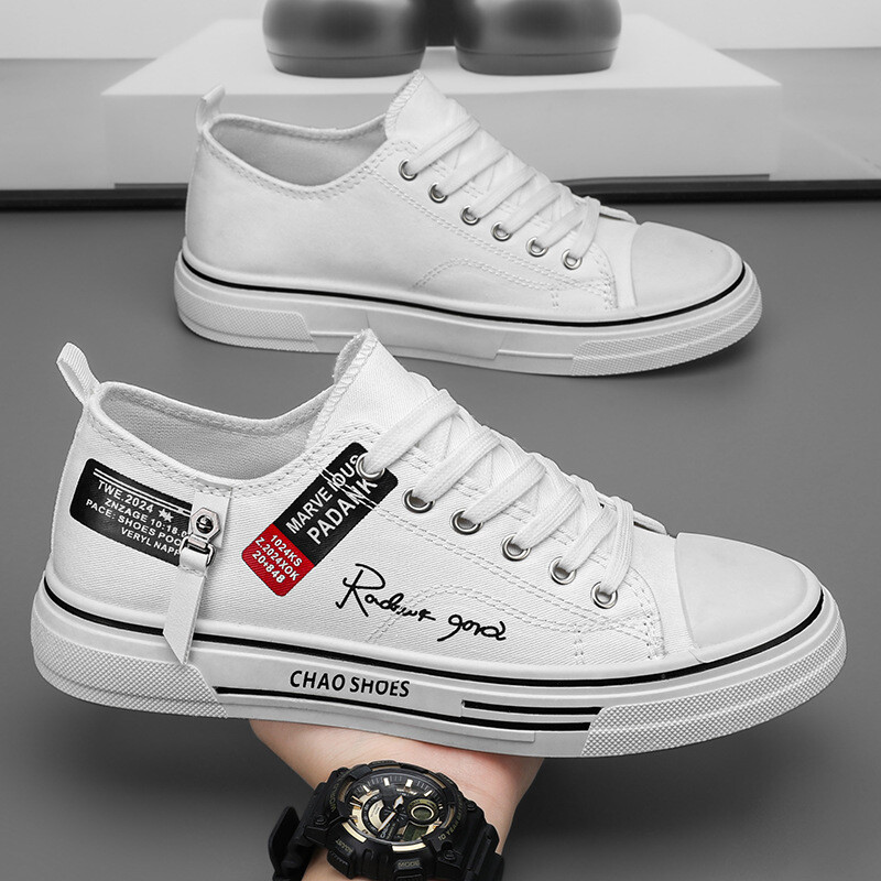 Pánske plátené topánky na voľný čas, priedušné pánske športové topánky, čierne látkové topánky, trendy pánske topánky s nízkym výstrihom