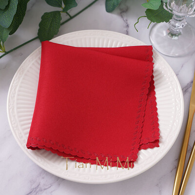 10db Szalvéta vászon poliészter étkező zsebkendő esküvői partira születésnapi bankett éttermi kellékek 30cm X 30cm