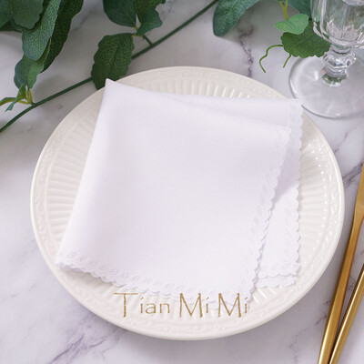 10db Szalvéta vászon poliészter étkező zsebkendő esküvői partira születésnapi bankett éttermi kellékek 30cm X 30cm