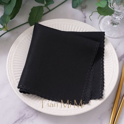 10db Szalvéta vászon poliészter étkező zsebkendő esküvői partira születésnapi bankett éttermi kellékek 30cm X 30cm