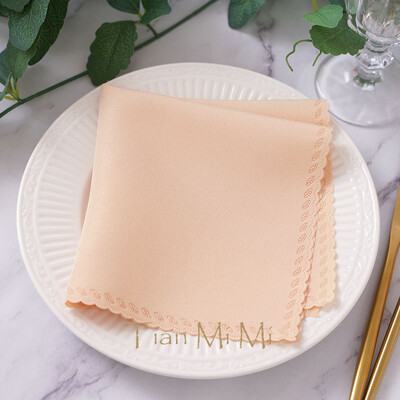 10db Szalvéta vászon poliészter étkező zsebkendő esküvői partira születésnapi bankett éttermi kellékek 30cm X 30cm