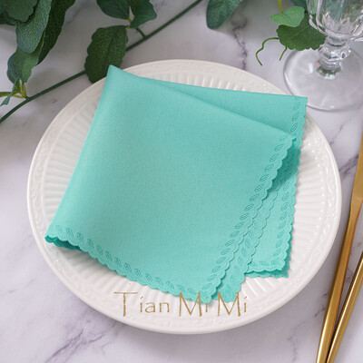 10db Szalvéta vászon poliészter étkező zsebkendő esküvői partira születésnapi bankett éttermi kellékek 30cm X 30cm