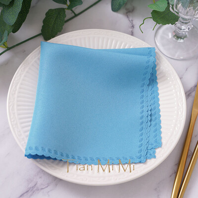 10db Szalvéta vászon poliészter étkező zsebkendő esküvői partira születésnapi bankett éttermi kellékek 30cm X 30cm