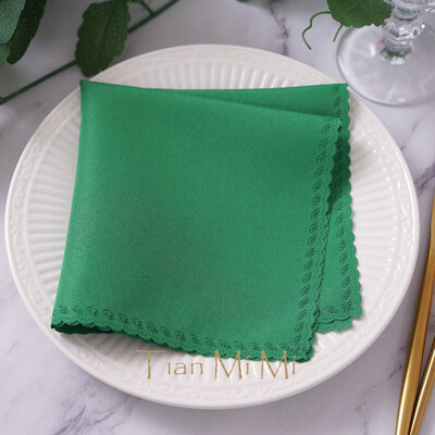 10db Szalvéta vászon poliészter étkező zsebkendő esküvői partira születésnapi bankett éttermi kellékek 30cm X 30cm