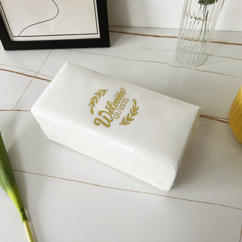 50 KOM "Weclome Guest" lanene salvete 30*43 cm jednokratne zlatne folije za utiskivanje papirnatih salveta za svatove u kućnom hotelu