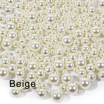 3-16 χιλιοστά Ivory Pearl Beads ABS Imitation Pearl with Hole Craft Bead Acrylic Loose Pearls for DIY Bracelet Sew Craft Jewelry Making