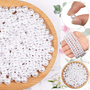 3-16 χιλιοστά Ivory Pearl Beads ABS Imitation Pearl with Hole Craft Bead Acrylic Loose Pearls for DIY Bracelet Sew Craft Jewelry Making