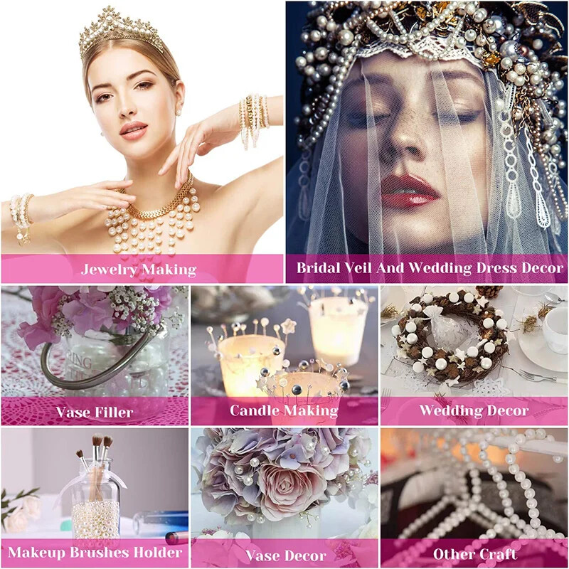 3-16 мм перлени мъниста от слонова кост ABS имитация на перла с дупка. Занаятчийски мъниста Акрилни разхлабени перли за Направи си сам гривна. Шийте занаятчийска изработка на бижута