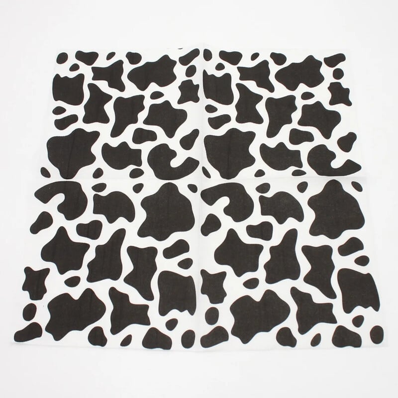 100 vnt./rinkinys Karvės spausdinimo popierinės servetėlės vienkartinės vakarienės servetėlės, skirtos ūkio gyvūnų teminiam gimtadienio vakarėliui Vakarų vakarėliui, kūdikių dušui