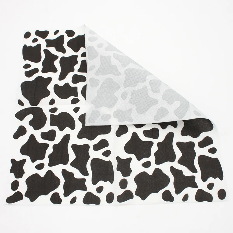 100 vnt./rinkinys Karvės spausdinimo popierinės servetėlės vienkartinės vakarienės servetėlės, skirtos ūkio gyvūnų teminiam gimtadienio vakarėliui Vakarų vakarėliui, kūdikių dušui