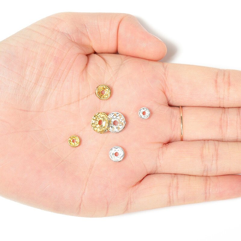 100 komada 4/6/8/10 mm zlatno-srebrne okrugle kristalne perle od vještačkih dijamanata Okrugle labave perle s odstojnicima za izradu nakita DIY dodaci