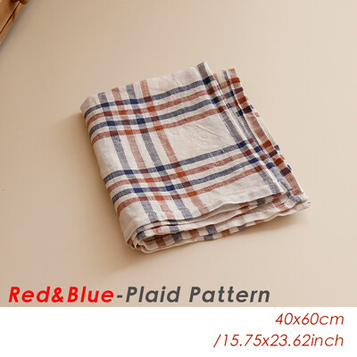 40*60 см ретро памучна ленена салфетка Фон за фотография на храна Подпори Стари сцени Декор за снимане Подложка Кухненска карирана салфетка