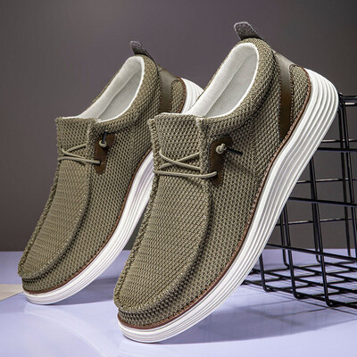 Férfi Alkalmi Cipők Slip on Canvas Loafers Kényelmes sétalapok Férfi Haver csúszásmentes puha mokaszin tornacipő Nyári Méret 39