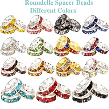 100 τμχ στρας Spacer Beads Rondelle Loose Bead 6/8/10mm Επιχρυσωμένο τσέχικο κρύσταλλο στρας για κατασκευή κοσμημάτων βραχιολιών