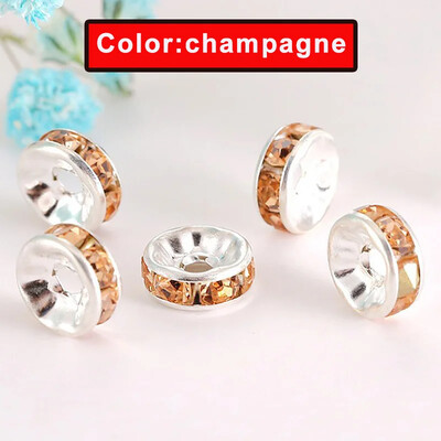 100 buc. margele distanțiere cu stras Rondelle mărgele libere 6/8/10mm stras de cristal ceh placat cu argint pentru fabricarea de bijuterii de brățări