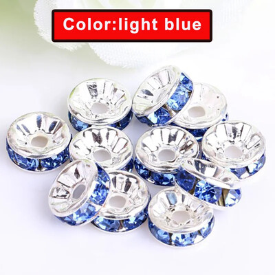 100 buc. margele distanțiere cu stras Rondelle mărgele libere 6/8/10mm stras de cristal ceh placat cu argint pentru fabricarea de bijuterii de brățări
