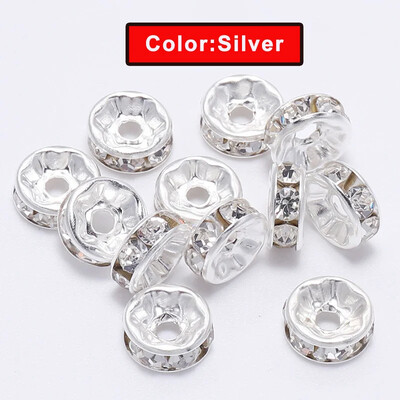 100 buc. margele distanțiere cu stras Rondelle mărgele libere 6/8/10mm stras de cristal ceh placat cu argint pentru fabricarea de bijuterii de brățări