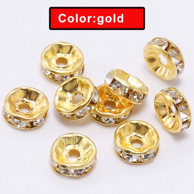 100 buc. margele distanțiere cu stras Rondelle mărgele libere 6/8/10mm stras de cristal ceh placat cu argint pentru fabricarea de bijuterii de brățări