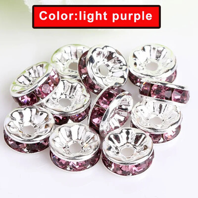 100 buc. margele distanțiere cu stras Rondelle mărgele libere 6/8/10mm stras de cristal ceh placat cu argint pentru fabricarea de bijuterii de brățări