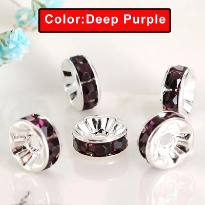 100 buc. margele distanțiere cu stras Rondelle mărgele libere 6/8/10mm stras de cristal ceh placat cu argint pentru fabricarea de bijuterii de brățări