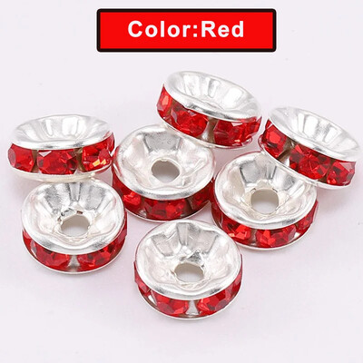 100 buc. margele distanțiere cu stras Rondelle mărgele libere 6/8/10mm stras de cristal ceh placat cu argint pentru fabricarea de bijuterii de brățări