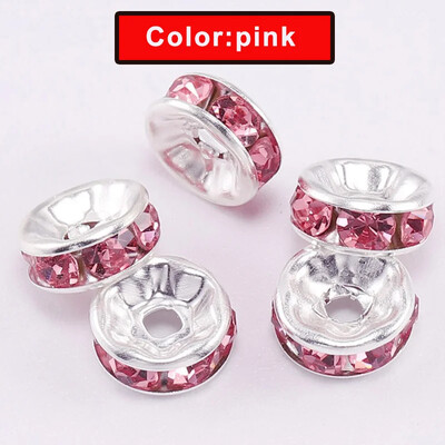 100 buc. margele distanțiere cu stras Rondelle mărgele libere 6/8/10mm stras de cristal ceh placat cu argint pentru fabricarea de bijuterii de brățări