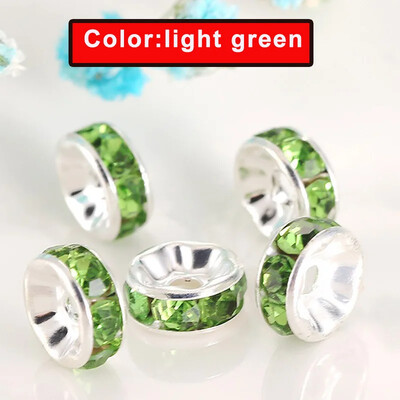 100 buc. margele distanțiere cu stras Rondelle mărgele libere 6/8/10mm stras de cristal ceh placat cu argint pentru fabricarea de bijuterii de brățări