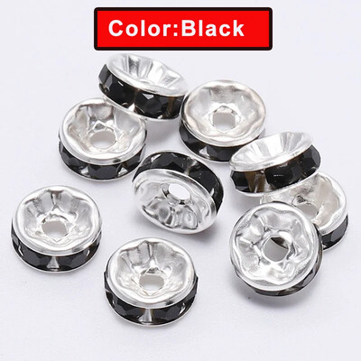 100 buc. margele distanțiere cu stras Rondelle mărgele libere 6/8/10mm stras de cristal ceh placat cu argint pentru fabricarea de bijuterii de brățări