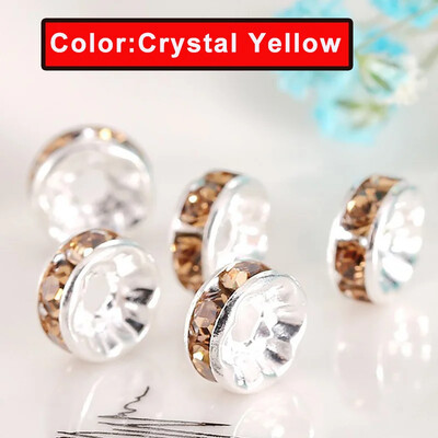 100 buc. margele distanțiere cu stras Rondelle mărgele libere 6/8/10mm stras de cristal ceh placat cu argint pentru fabricarea de bijuterii de brățări