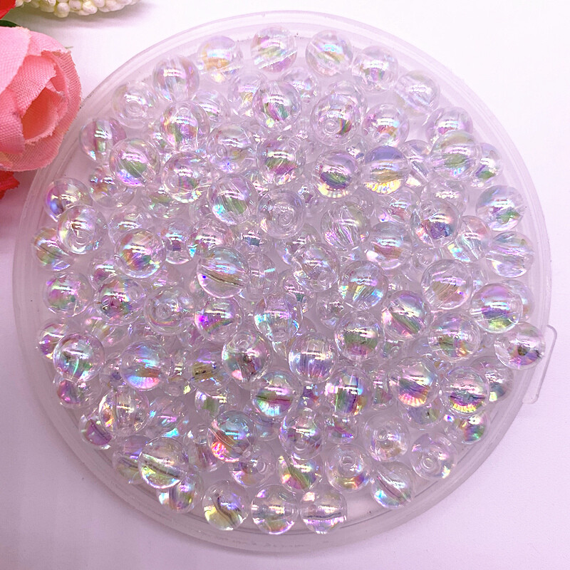 NAUJIENA 4-14mm AB spalvoti apvalūs akrilo karoliukai laisvi tarpiniai karoliukai papuošalams gaminti „pasidaryk pats“ apyrankių priedai