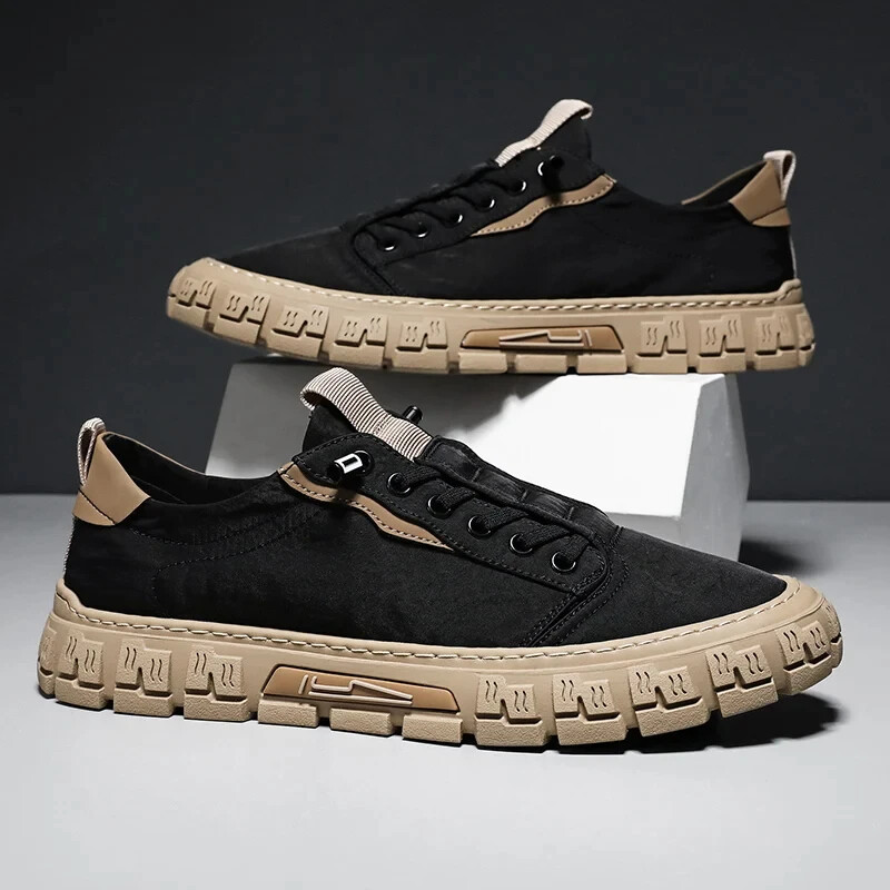 2024 új férfi vászoncipők márka lélegző férfi alkalmi cipők divatos kényelmes tornacipők platós csúszó vulkanizált cipők férfi