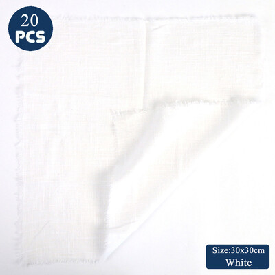 Σετ 20 30x30cm Χειροποίητες υφασμάτινες χαρτοπετσέτες σερβιρίσματος Λευκά είδη σαν μπαμπού Πετσέτες κουζίνας από φυσικό οργανικό βαμβάκι Χριστουγεννιάτικο ντεκόρ