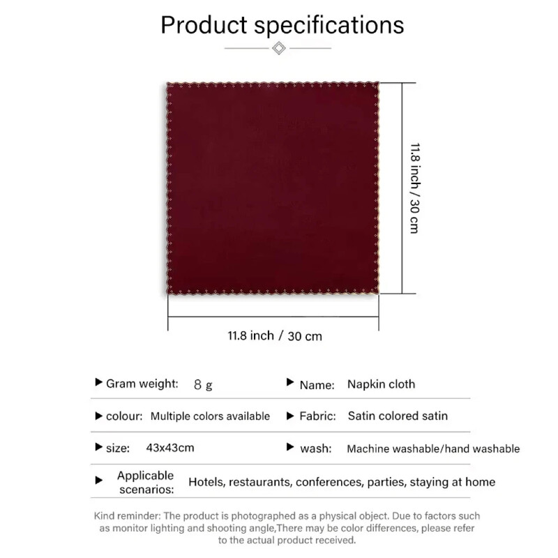 24vnt./stal. 30x30cm Servetėlės Satin Cocktail Square Servetėlės Minkštos Virtuvės Vakarienės Nėrinių servetėlės namams Viešbučio Banketų Vakarėliui Vestuvėms