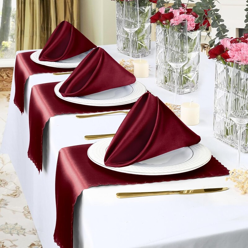 24vnt./stal. 30x30cm Servetėlės Satin Cocktail Square Servetėlės Minkštos Virtuvės Vakarienės Nėrinių servetėlės namams Viešbučio Banketų Vakarėliui Vestuvėms