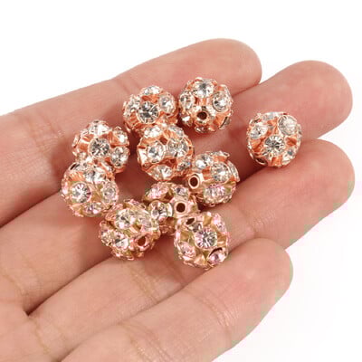 50db 6/8/10mm AB színű fém kristály gyöngyök strassz golyó formájú laza gyöngyök ékszerkészítéshez barkácsolás ajándék karkötő kiegészítők