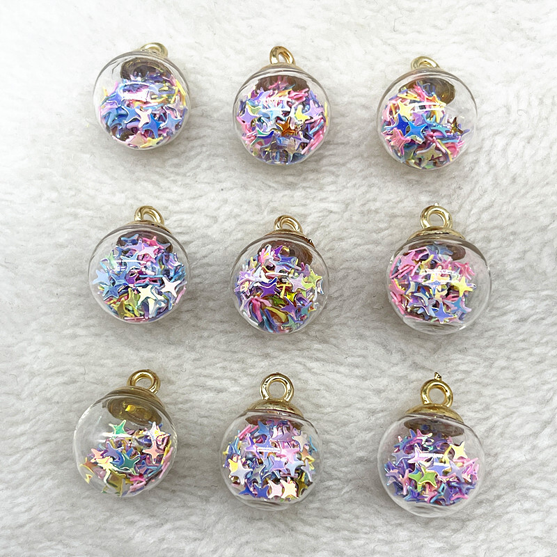 Új 10db 21x16mm Magic Ball átlátszó üveggyöngyök átlátszó medál pentagram karácsonyi dekorációhoz