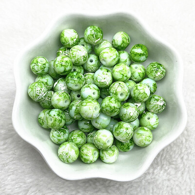 4/6/8/10 mm-es mintás kerek üveggyöngyök laza távtartó gyöngyök ékszerkészítéshez, barkácsolás, kézzel készített ruházati kiegészítők