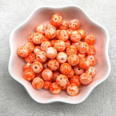 4/6/8/10 mm-es mintás kerek üveggyöngyök laza távtartó gyöngyök ékszerkészítéshez, barkácsolás, kézzel készített ruházati kiegészítők