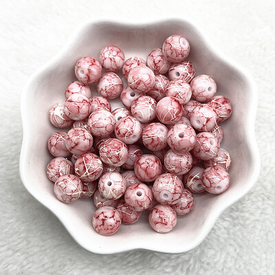 4/6/8/10 mm-es mintás kerek üveggyöngyök laza távtartó gyöngyök ékszerkészítéshez, barkácsolás, kézzel készített ruházati kiegészítők