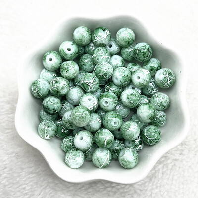 4/6/8/10 mm-es mintás kerek üveggyöngyök laza távtartó gyöngyök ékszerkészítéshez, barkácsolás, kézzel készített ruházati kiegészítők