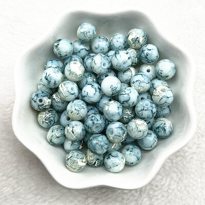 4/6/8/10 mm-es mintás kerek üveggyöngyök laza távtartó gyöngyök ékszerkészítéshez, barkácsolás, kézzel készített ruházati kiegészítők