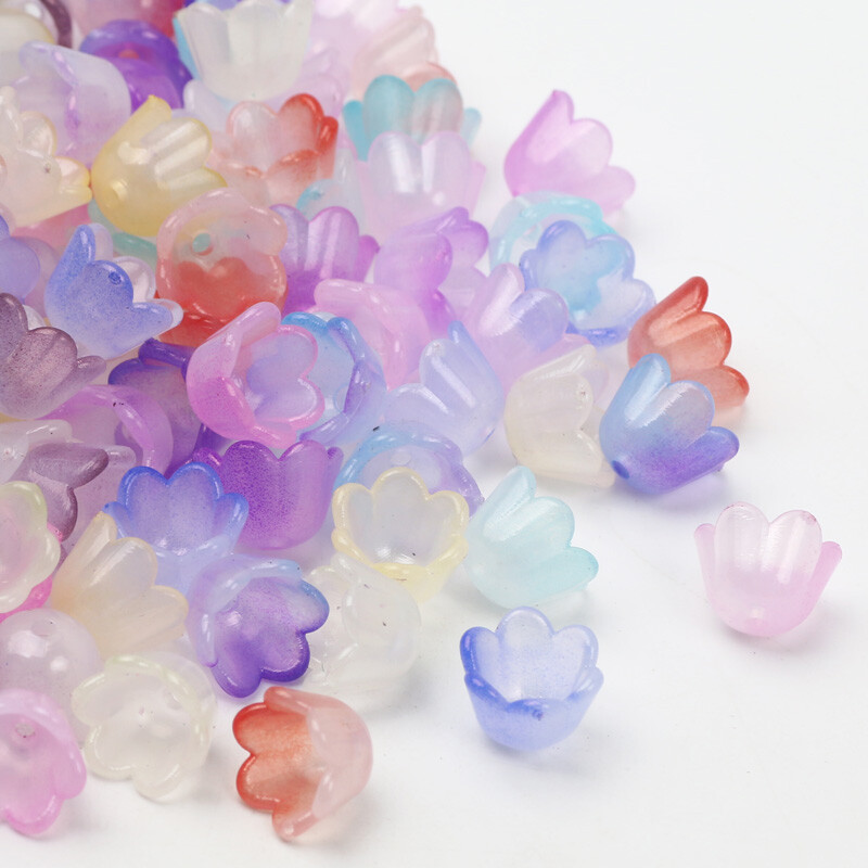 100 komada 7x10 mm šarene cvjetne akrilne perle privjesci kapice perli labavi odstojnik za izradu nakita Diy narukvica Ogrlica Dodaci