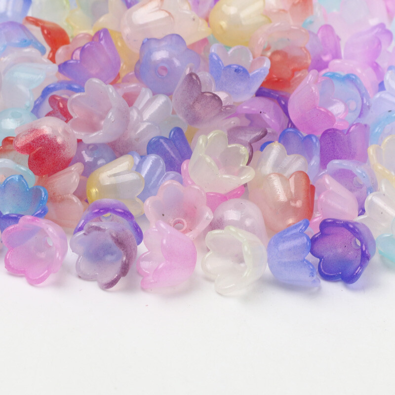 100 komada 7x10 mm šarene cvjetne akrilne perle privjesci kapice perli labavi odstojnik za izradu nakita Diy narukvica Ogrlica Dodaci