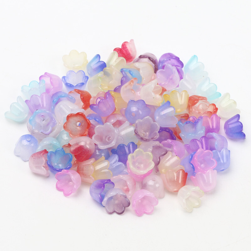 100 komada 7x10 mm šarene cvjetne akrilne perle privjesci kapice perli labavi odstojnik za izradu nakita Diy narukvica Ogrlica Dodaci