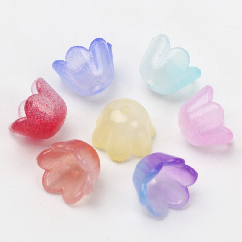 100 komada 7x10 mm šarene cvjetne akrilne perle privjesci kapice perli labavi odstojnik za izradu nakita Diy narukvica Ogrlica Dodaci