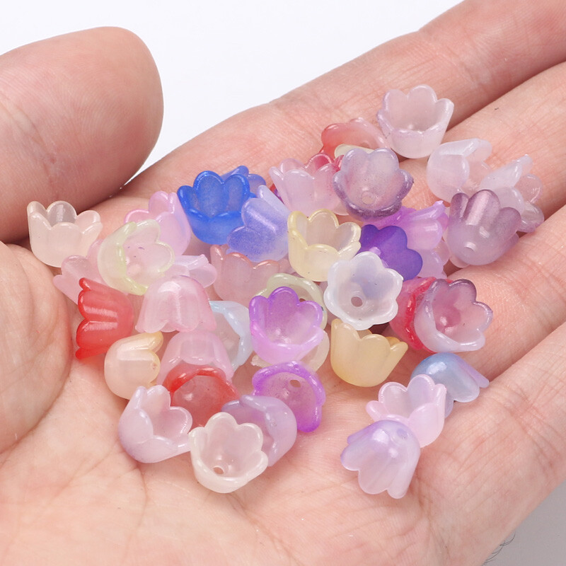 100 komada 7x10 mm šarene cvjetne akrilne perle privjesci kapice perli labavi odstojnik za izradu nakita Diy narukvica Ogrlica Dodaci